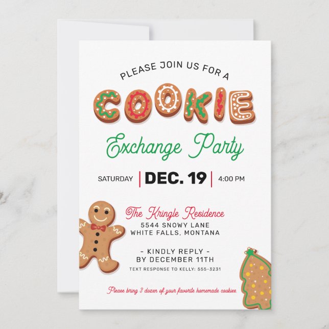 Christmas Cookie Exchange Party Invitation (Front)