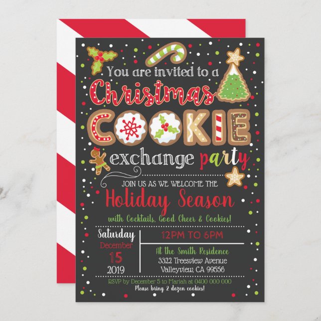 Christmas Cookie Exchange Party Invitation (Front/Back)