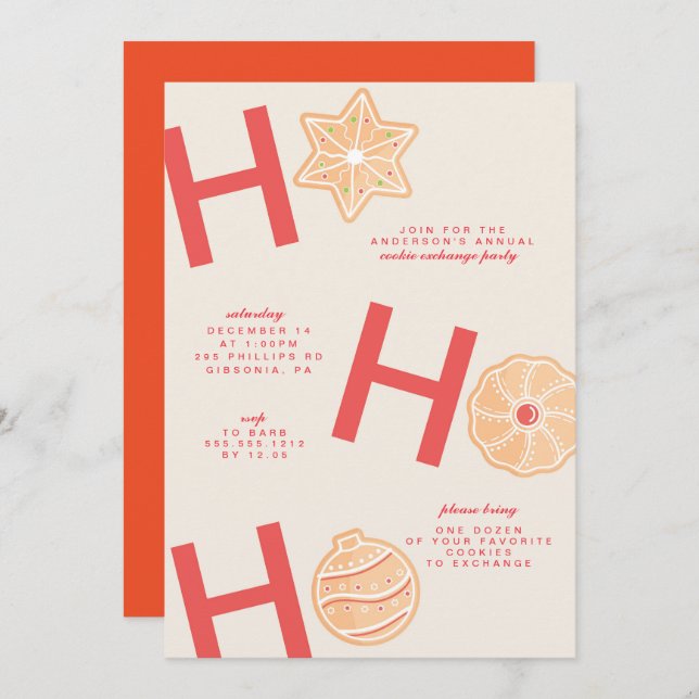 Christmas Cookie Exchange Party Invitation (Front/Back)