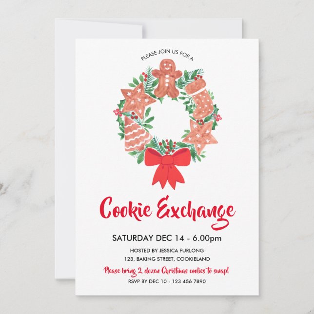 Christmas Cookie Exchange Party Invitation (Front)