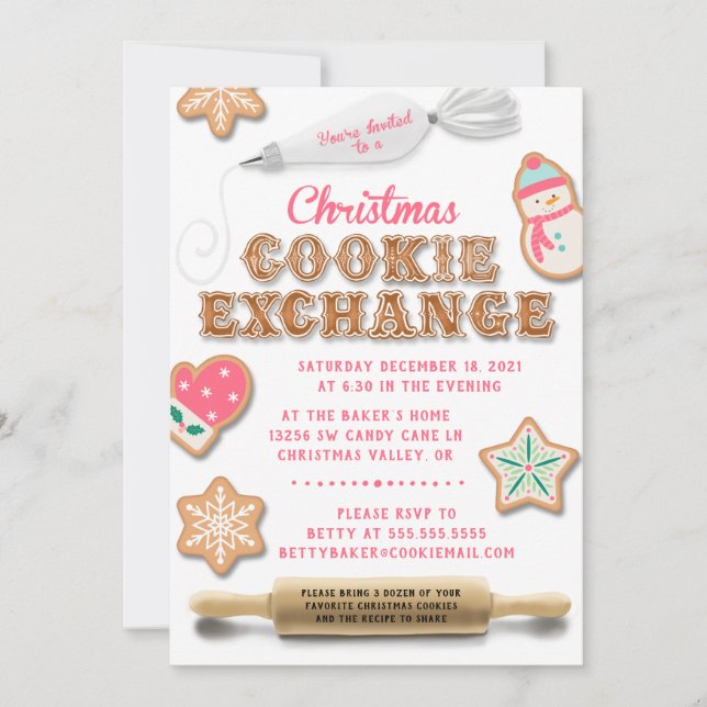 Christmas Cookie Exchange Party Invitation (Front)