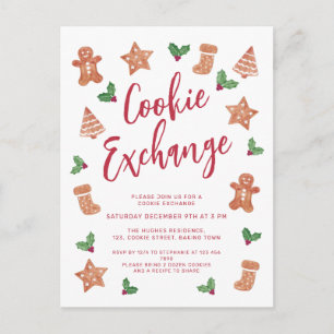 Christmas Cookie Exchange Party Invitation Postcard