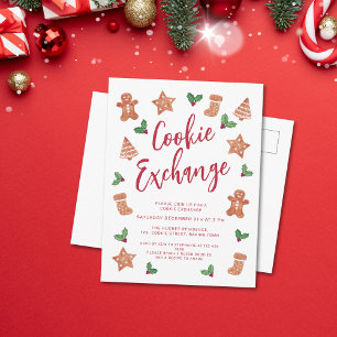 Christmas Cookie Exchange Party Invitation Postcard