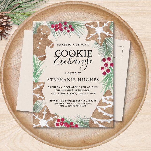 Christmas Cookie Exchange Party  Invitation Postcard (Creator Uploaded)