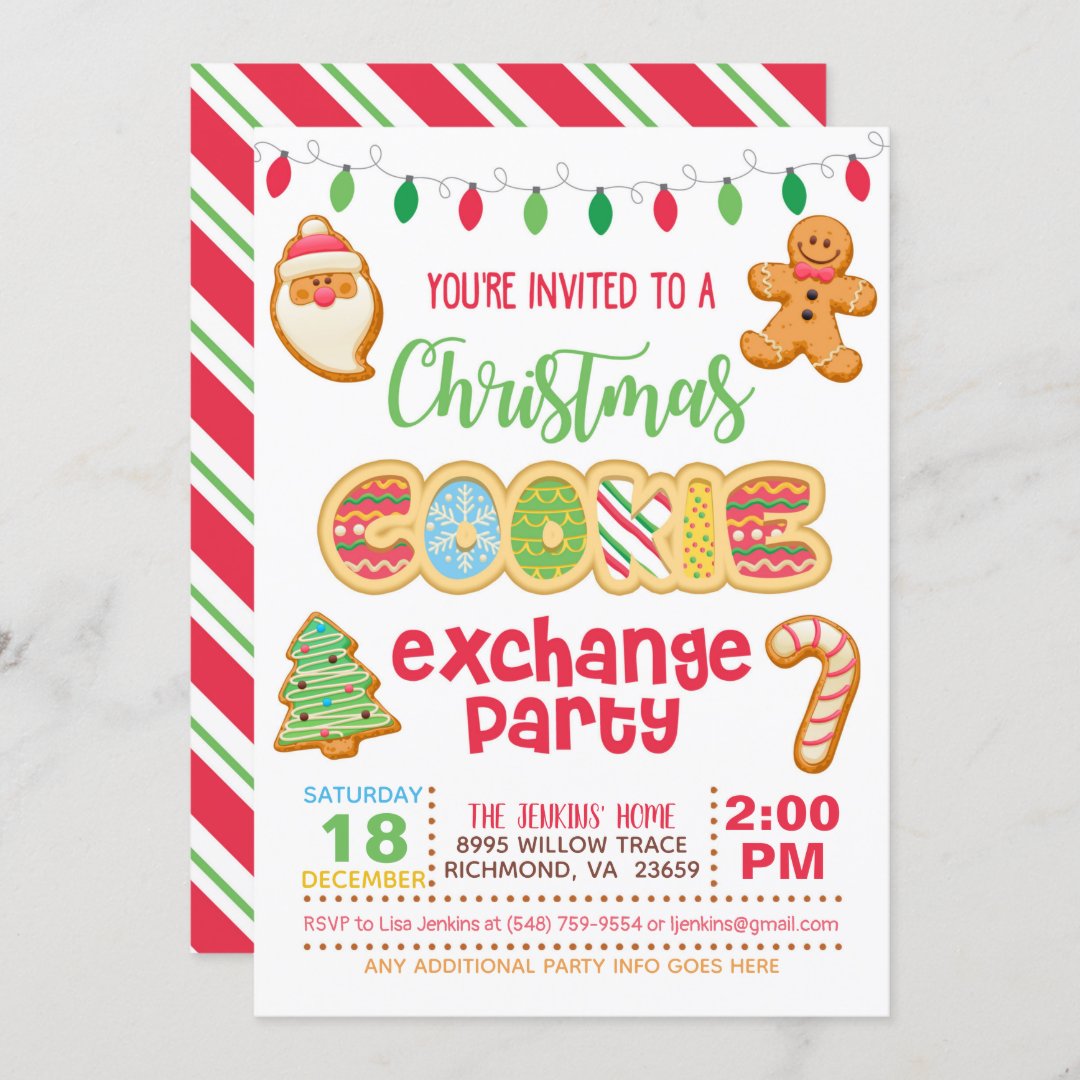 Christmas Cookie Exchange Party Invitation - White 