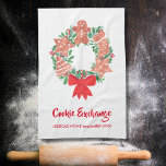 Christmas Cookie Exchange Party Kitchen Towel<br><div class="desc">This cute and charming kitchen towel will be perfect for your Cookie Exchange party. It is printed with a decorative watercolor of a festive wreath of Christmas cookies. Give it as a party favor. Customize this kitchen towel with your name and year. Enjoy the holiday fun! Original Watercolor © Michele...</div>