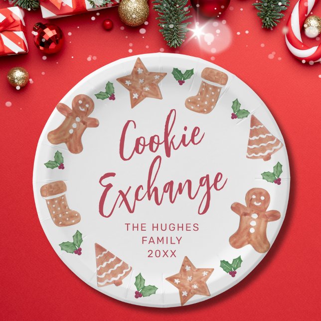 Christmas Cookie Exchange Party Paper Plates (Creator Uploaded)