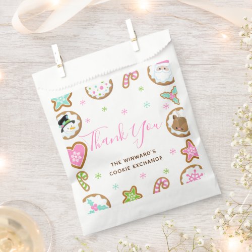 Christmas Cookie Exchange Party Pink Thank You Favor Bag