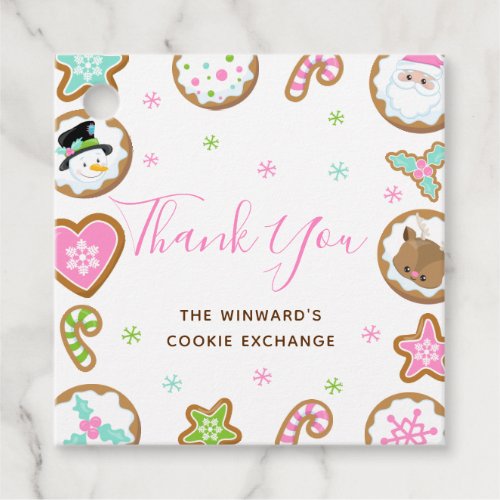Christmas Cookie Exchange Party Pink Thank You Favor Tags