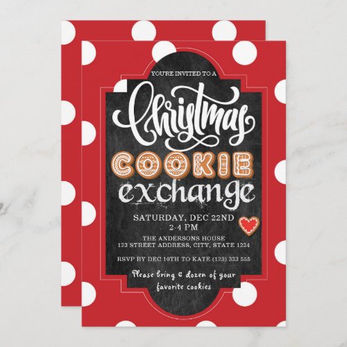 Christmas Cookie Exchange Party Red Invitation
