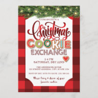 Christmas Cookie Exchange Party Red Plaid Invitation