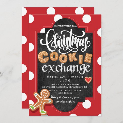 Christmas Cookie Exchange Party Red Polka Dot Invitation