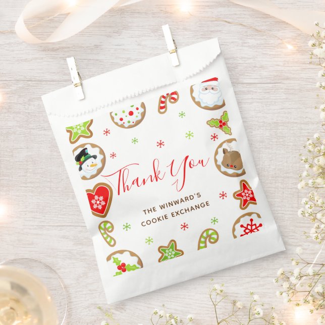 Christmas Cookie Exchange Party Red Thank You Favor Bag (Clipped)