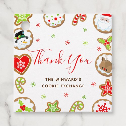 Christmas Cookie Exchange Party Red Thank You Favor Tags