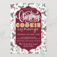 Christmas Cookie Exchange Party Watercolor Elegant Invitation