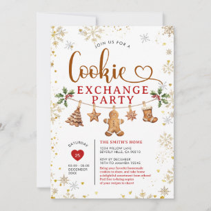 Christmas Cookie Exchange Party Winter Snowflakes Invitation