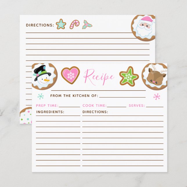 Christmas Cookie Exchange Pink and Green Recipe (Front/Back)