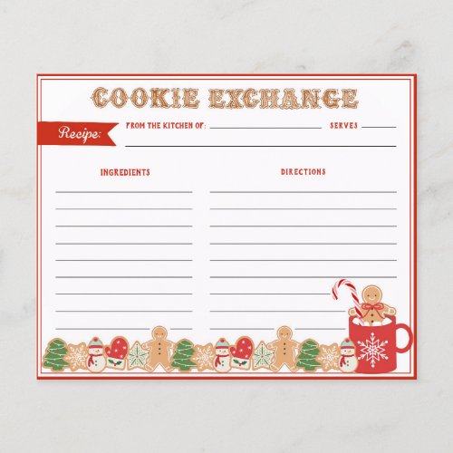 Christmas Cookie Exchange   Recipe Card