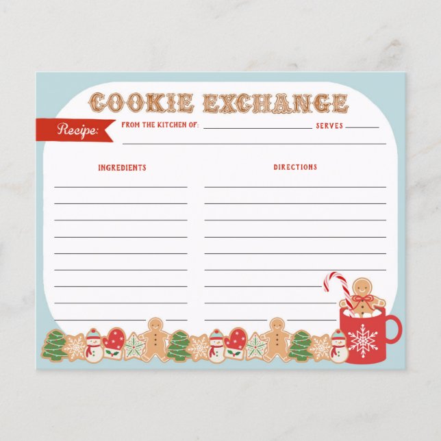 Christmas Cookie Exchange |  Recipe Card (Front)