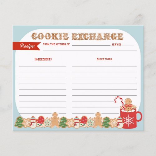Christmas Cookie Exchange   Recipe Card