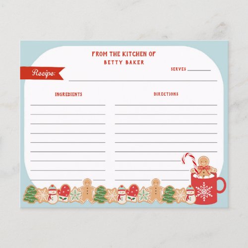 Christmas Cookie Exchange   Recipe Card