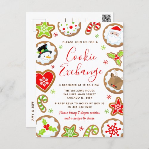 Christmas Cookie Exchange Red and Green Postcard