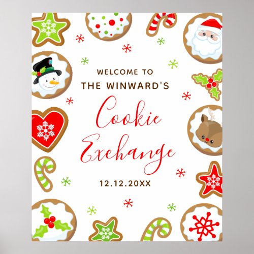 Christmas Cookie Exchange Red Green Welcome Sign