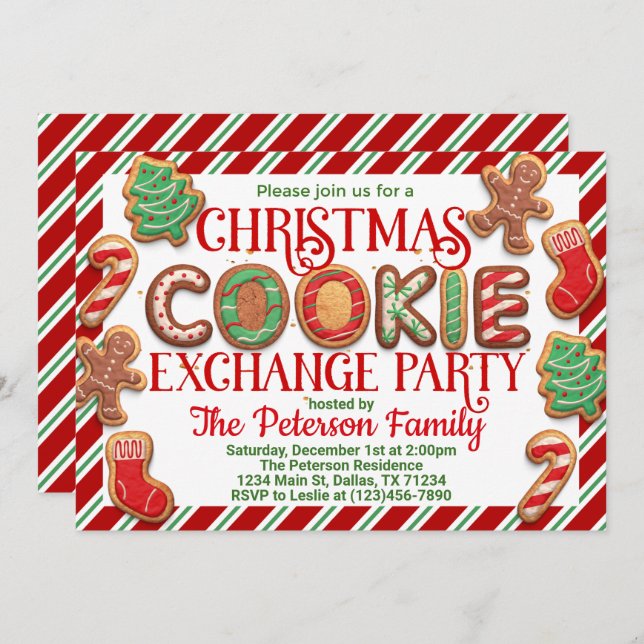 Christmas Cookie Exchange Swap Party Invitation (Front/Back)