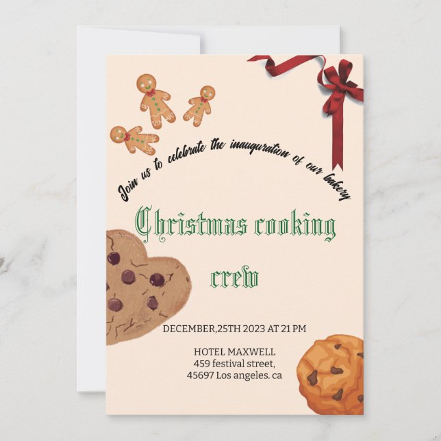 Christmas cookie exchange swap red baking team holiday card (Front)