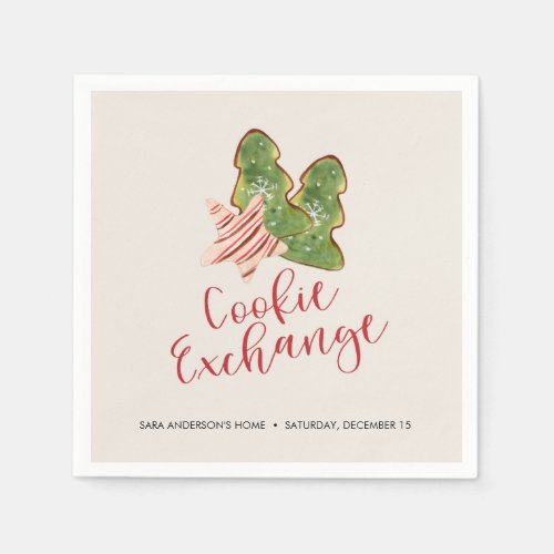 Christmas Cookie Exchange Trendy Watercolor Cookie Paper Napkins