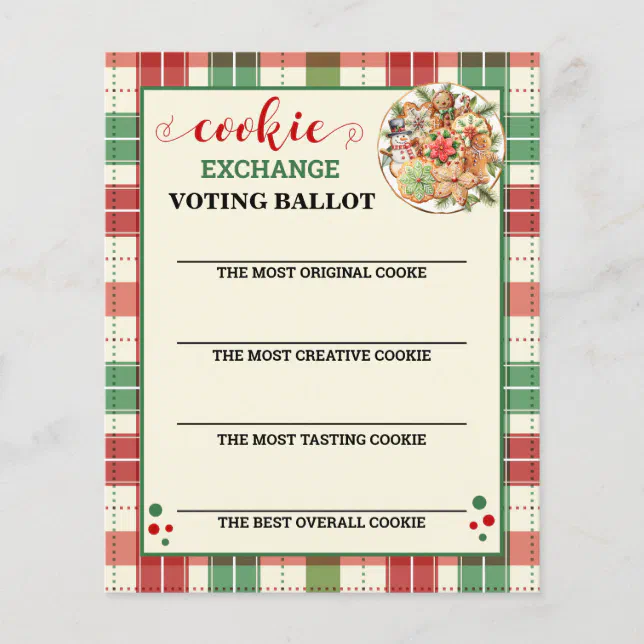 Christmas Cookie Exchange Voting Card Flyer Zazzle
