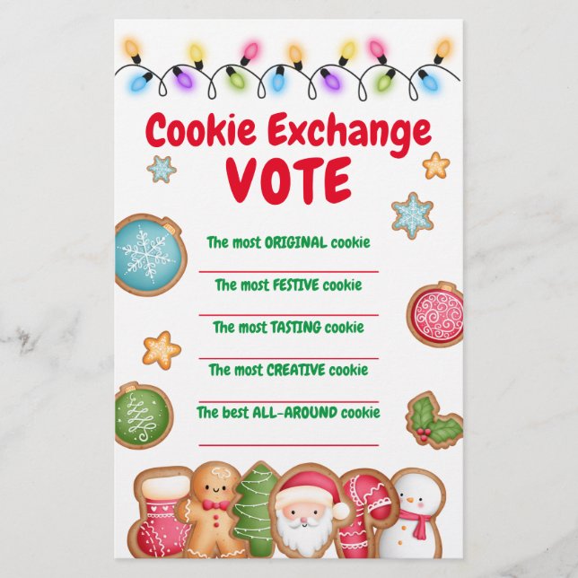 Christmas Cookie Exchange Voting Cards Flyer (Front)