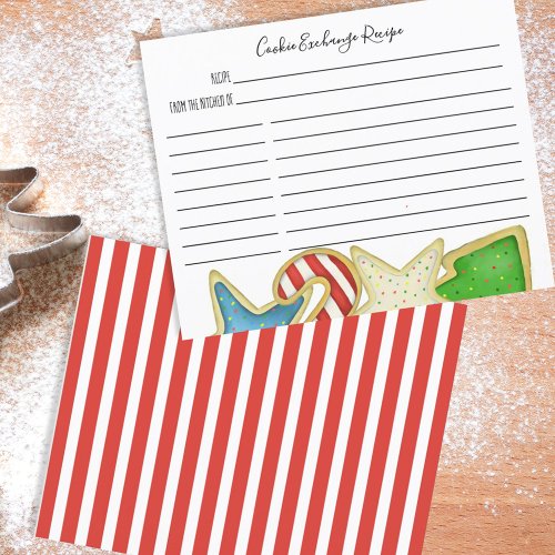 Christmas Cookie Exchange Whimsical Recipe Card