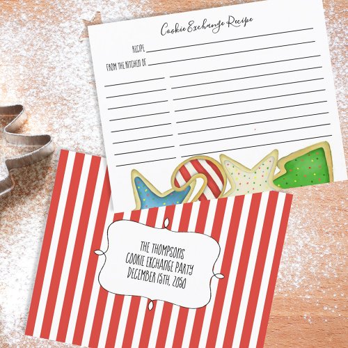 Christmas Cookie Exchange Whimsical Recipe Card