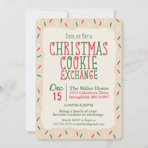 Christmas Cookie Exchange with Sprinkles Invitation