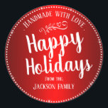 Christmas Cookie Gift Custom Family Name Classic Round Sticker<br><div class="desc">Fun stickers to add to handmade christmas gifts! Elegant custom family name handmade,  hand crafted,  home made,  and baked custom gift labels. A fun addition to holiday cookie gifts.</div>
