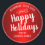 Christmas Cookie Gift Custom Family Name Classic Round Sticker<br><div class="desc">Fun stickers to add to handmade christmas gifts! Elegant custom family name handmade,  hand crafted,  home made,  and baked custom gift labels. A fun addition to holiday cookie gifts.</div>