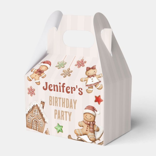  Christmas Cookie Gingerbread Birthday Favor Boxes (Front Side)