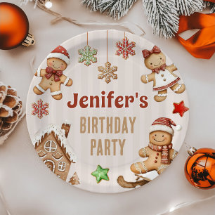 Christmas Cookie Gingerbread Birthday Paper Plates