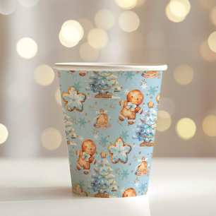 Christmas Cookie gingerbread man blue boy birthday Paper Cups