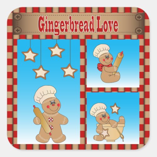Christmas Cookie Gingerbread Men Square Sticker