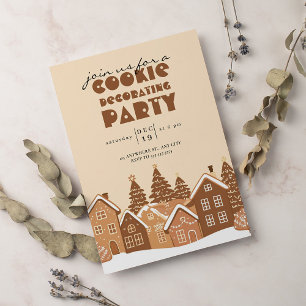 Christmas Cookie Gingerbread & Rustic Wood Invitation
