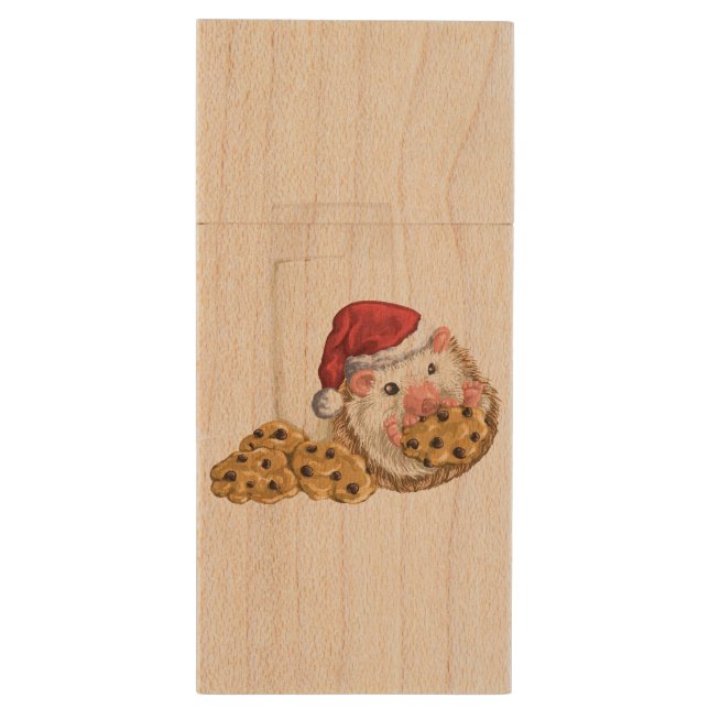 Christmas Cookie Hog Wood USB Flash Drive (Back (Vertical))