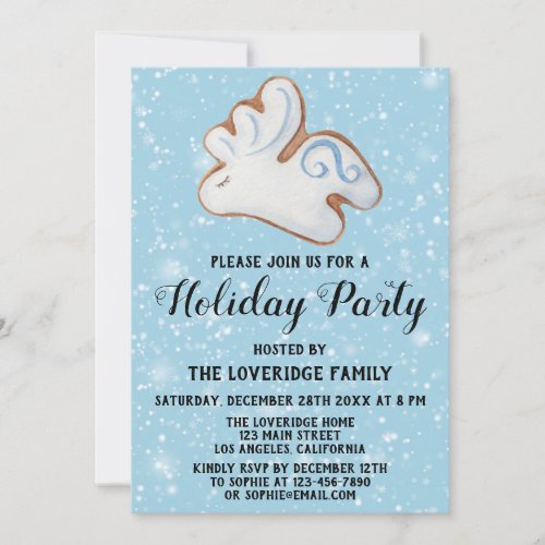 Christmas Cookie Holiday Party White Reindeer Snow Invitation