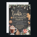 Christmas Cookie Hot Cocoa Exchange Party Floral Invitation<br><div class="desc">Christmas Cookie Hot Cocoa Exchange Party Floral String Lights Invitation</div>