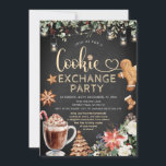 Christmas Cookie Hot Cocoa Exchange Party Floral Invitation<br><div class="desc">Christmas Cookie Hot Cocoa Exchange Party Floral String Lights Invitation</div>
