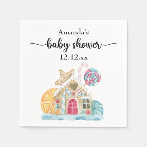 Christmas cookie house baby shower napkins