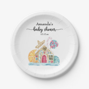 Christmas cookie house baby shower paper plates