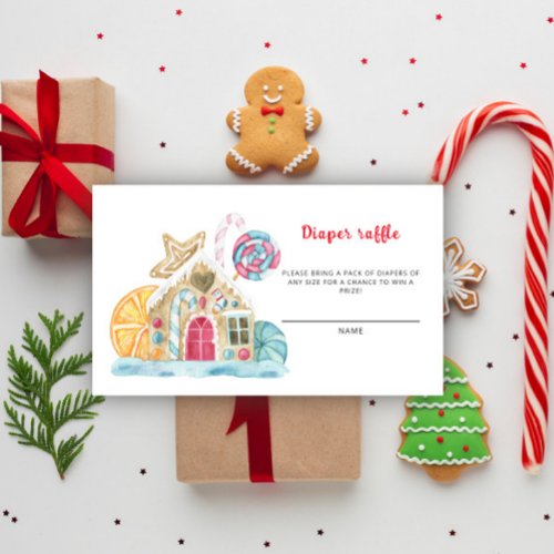 Christmas cookie house diaper raffle ticket enclosure card