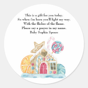 Christmas cookie house -  Prayer candle label